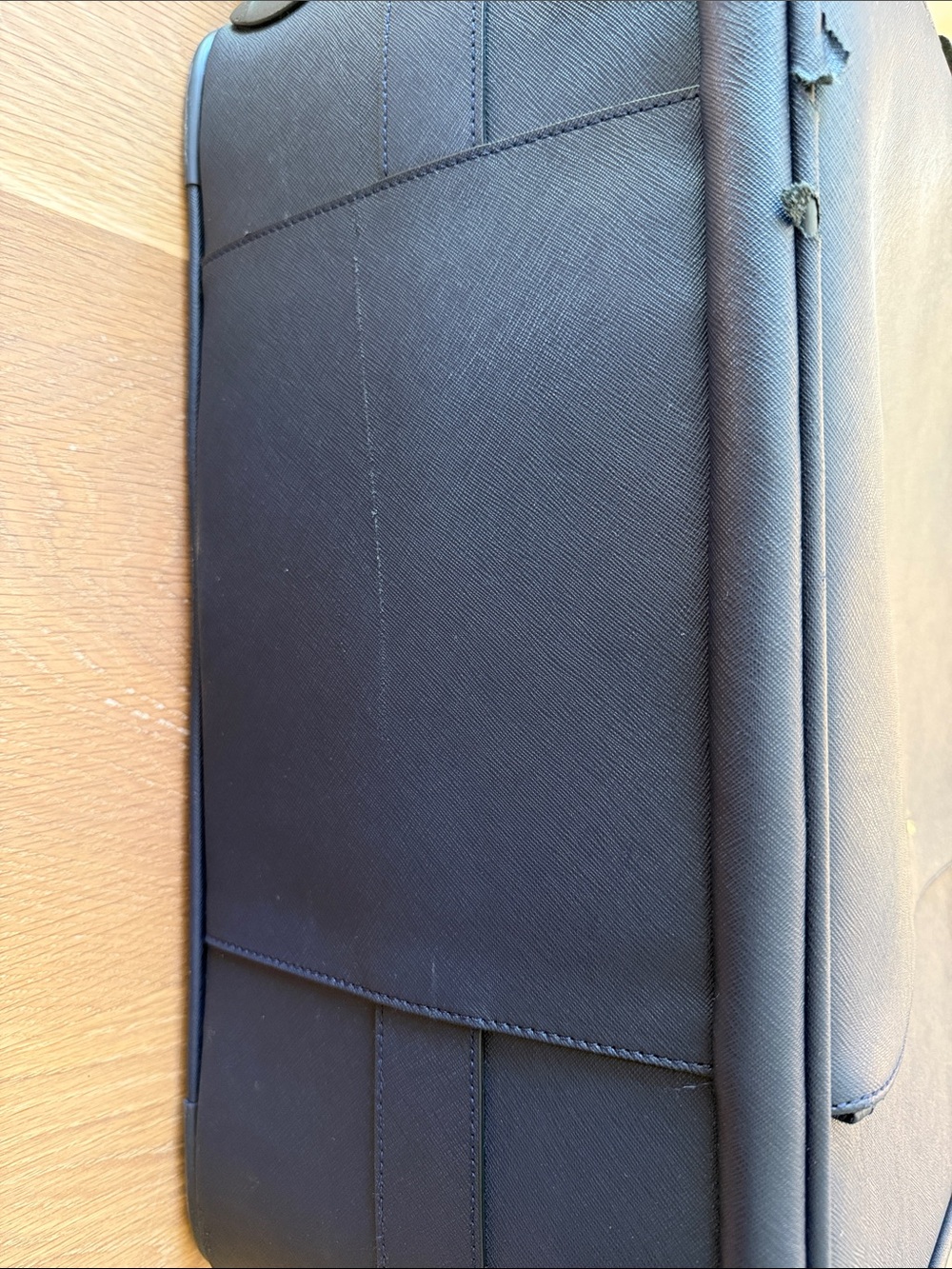 kate spade navy leather wheeled carry-on suitcase with gold logo - Picture 11 of 16